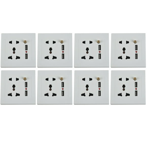 8X 2.1A Dual USB Wall Charger Socket Adapter Universial Power Outlet Panel Wite Switch