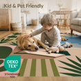 thumbnail image 4 of ODIKA 8'x10' Washable Area Rug Green Pink Pastel and Geometric Modern Abstract Design with Botanical Motifs for King Size Bedroom Under Bed, Master Suite, Non-Shedding, Easy Care, 4 of 7