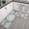 thumbnail image 2 of Gray and White Floral Pattern Kitchen Rugs Sets Of 2,Anti Fatigue Kitchen Mat Rugs Non Slip Washable,Decorative Kitchen Floor Mats for Kitchen,Sink,Laundry,17"x30"+17"x47", 2 of 7