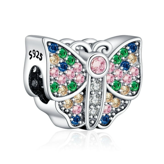 925 Sterling Silver Charm for Bracelets CZ Paved Butterfly Bead Charms Women Girl Bracelet Charm Gift