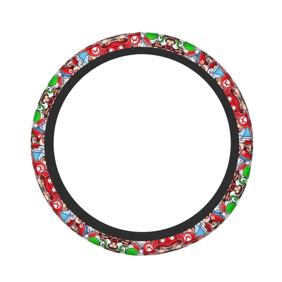 Saiise Mario Print Steering Wheel Covers for Car,Truck and SUV,Universal 15 inch Steering Wheel Cover Protection