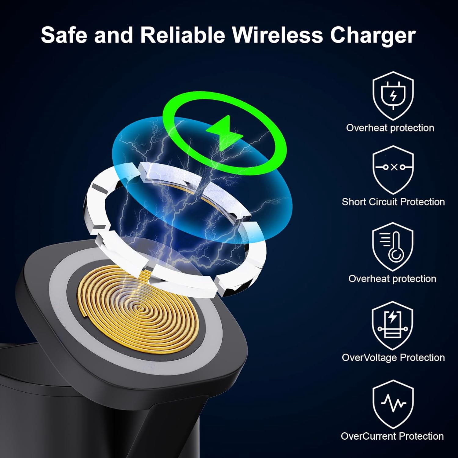 3-in-1 Magnetic Wireless Phone Charger, 15W Mag-Safe Charging Station for Apple Products iPhone 11/12/13/14/15/16, AirPods & Apple Watch with LED Lighting, Fast & Efficient for Home, Office & Travel