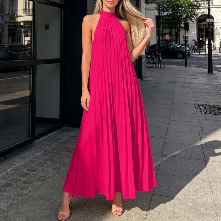 hot pink halter neck dress Jemima Sheath Plunging V Satin Homecoming Hot Pink / 16 this dress exudes effortless elegance with its flowy Raspberry Hot Pink Halter Neck