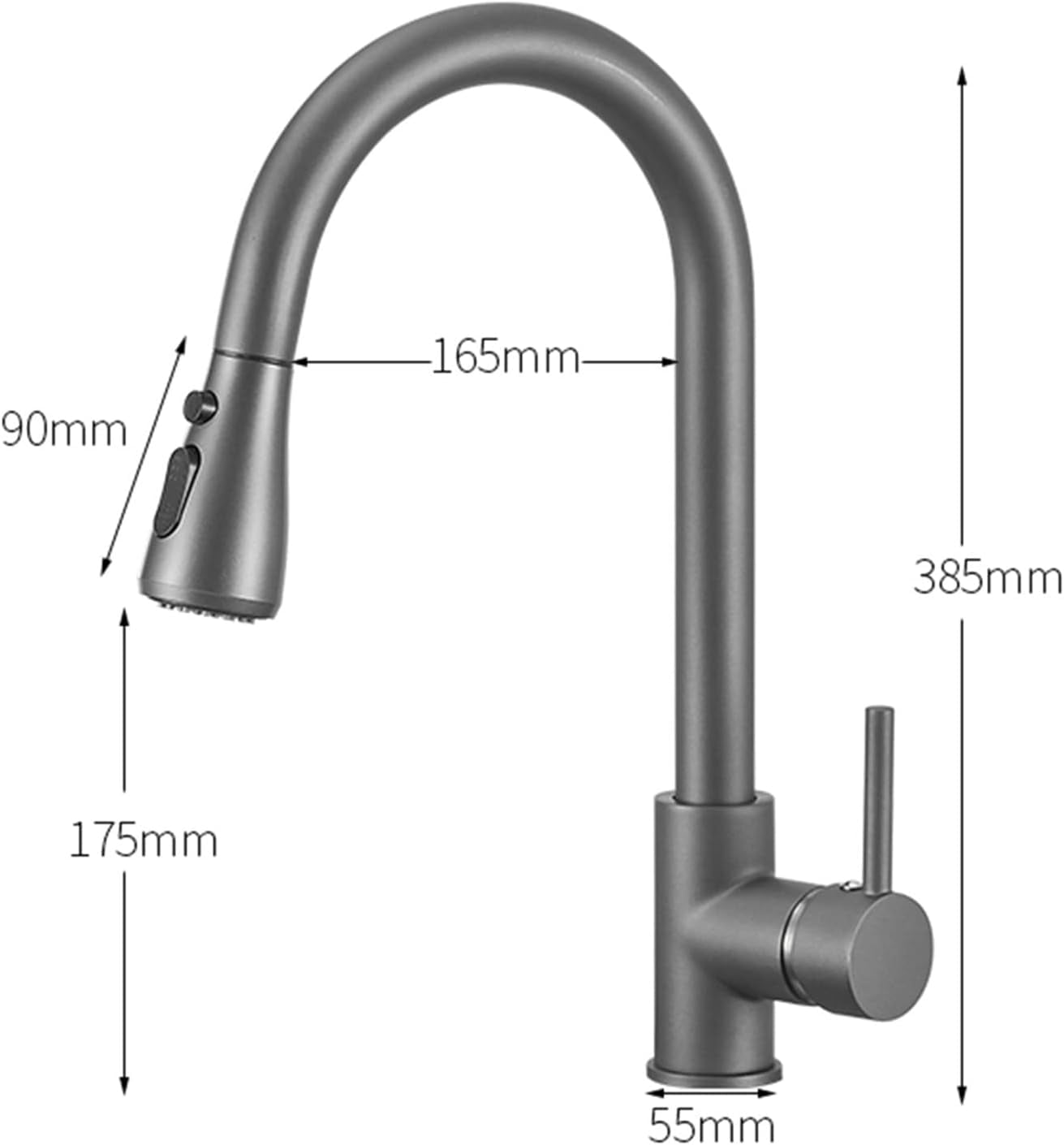 Kitchen Faucet with Pull Out Spray, Kitchen Sink Mixer Faucet Gray Sink Faucet Brass Hot Water and Cold Water Swivel Retractable Faucet