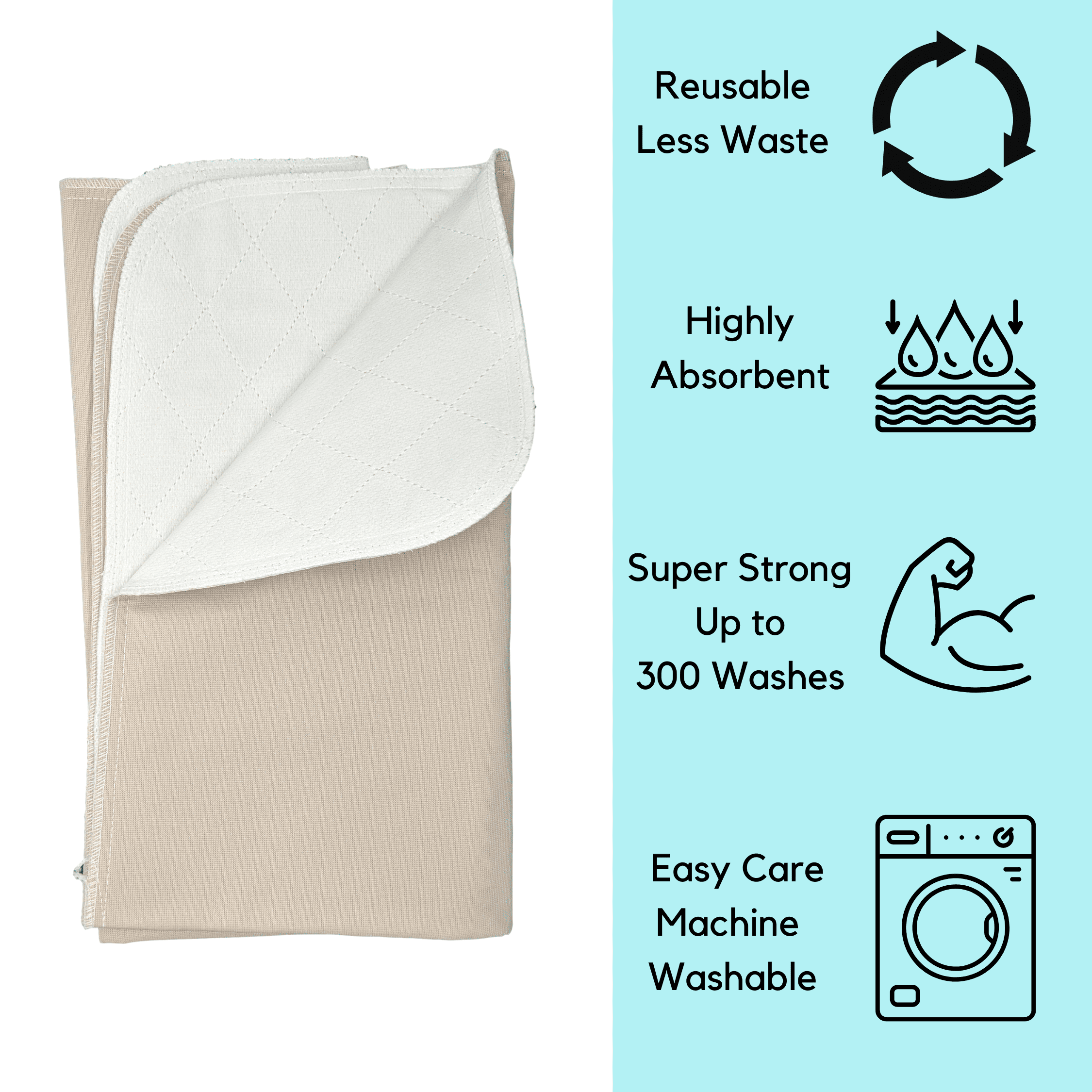 6 Bed Pads Washable Incontinence Underpads Chucks Absorbs 8oz 34 x 36 - Tan