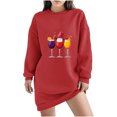 thumbnail image 1 of Pisexur Robes de Noël pour Femmes, Robe Chandail en Molleton à Col Rond Imprimé Verres de Vin Tendance, Robe de Fête Décontractée à Manches Longues, Robe de Vacances de Noël Mini Robe, 1 of 4