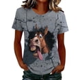 thumbnail image 2 of Women's 3D Graphic T-Shirts Funny Horse Breaking Wall Print Tops Short Sleeve Crewneck Casual Tees Summer Novelty Animal Shirts Comfortable Everyday Wear Blouses, 2 of 5