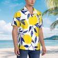 thumbnail image 3 of Balery Tropical Lemon Camisas hawaianas de manga corta para hombre, camisas playeras de corte holgado, camisas de vacaciones con botones,Small, 3 of 7