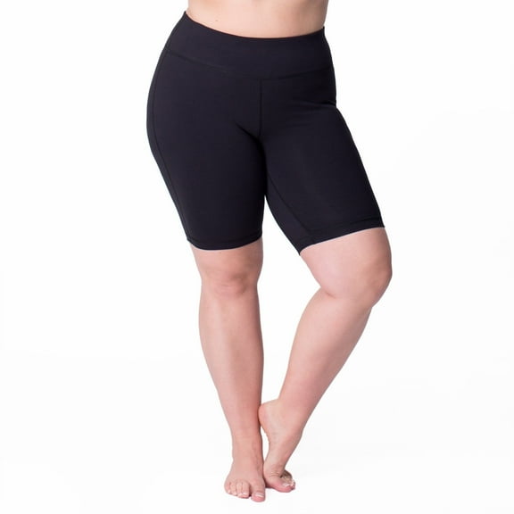 Rainbeau Curves Women's Plus Bicycle Shorts, Black 26/28
