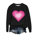 thumbnail image 2 of ICHUANYI Chandail à Col Rond pour Femmes de la Saint-Valentin avec Graphique de Cœur Imprimé, Col Rond, Décontracté, Ample, Chandail à Capuchon, Blouse à Manches Longues, Hauts, 2 of 5