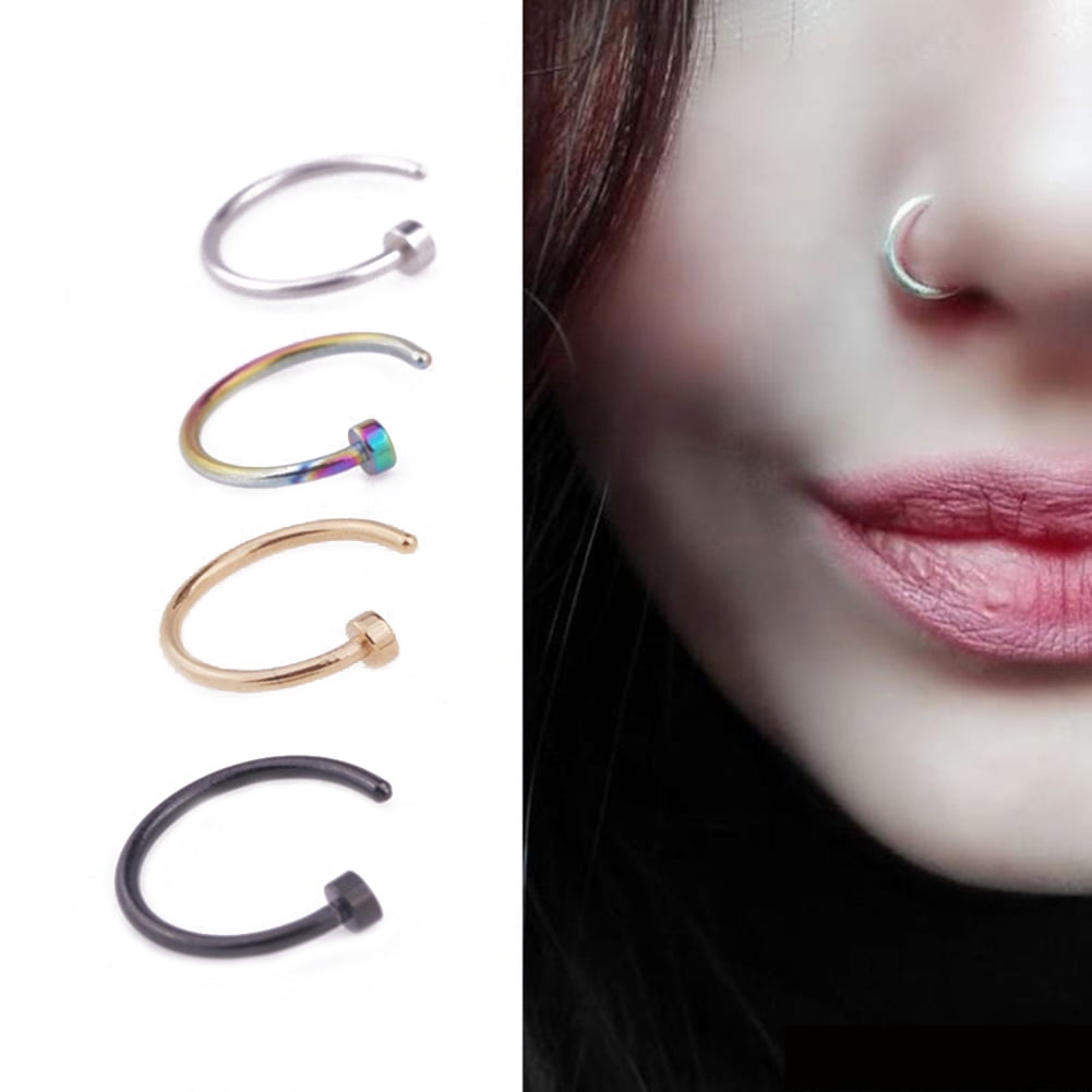 Stainless Steel Piercing Nose Ear Lip Ring Hoop Love Nose Ring Punk JewelryPLCA 
