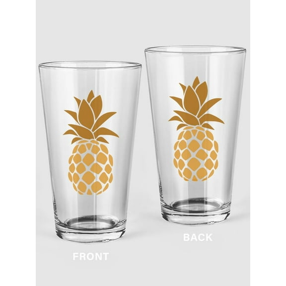 Golden Pineapples Pint Glass -SPIdeals Designs, 16 oz Transparent Glass
