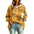 thumbnail image 5 of FGVCTG Halloween Sweatshirts for Women Drawstring 3/4 Sleeve Halloween Hoodie Ghost Graphic Spooky Oversized Pullover Hoodies Yellow 2XL, 5 of 6