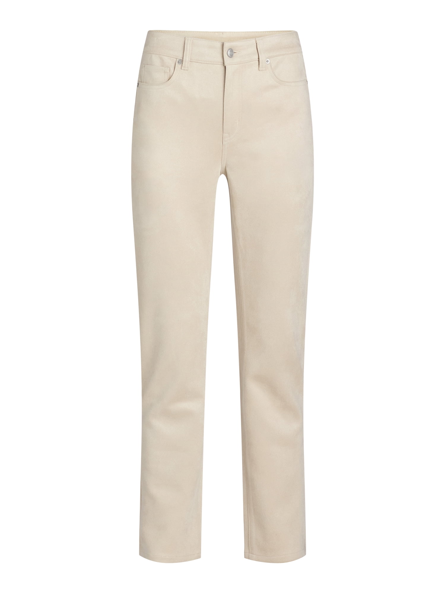 Time and Tru Women's and Women’s Plus Faux Suede Straight Leg Pants, Sizes 2-20