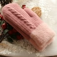 thumbnail image 6 of Xfvqtps Mens and Womens Mittens Full Fingered Knitting Plush Lining Wrist Warmth Thickened Solid Color Simplicity Non-Slip Windproof Warm for Cold Weather Winter Gloves Pink, 6 of 8