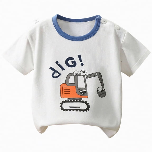 CAICJ98 Baby Toddler Boy Girl Shirts 6 12 18 24 Months 2T 3T 4T 5T Short-Sleeve Little Kids Cotton T Shirts Tops Tees (Grey,2-3 Years)