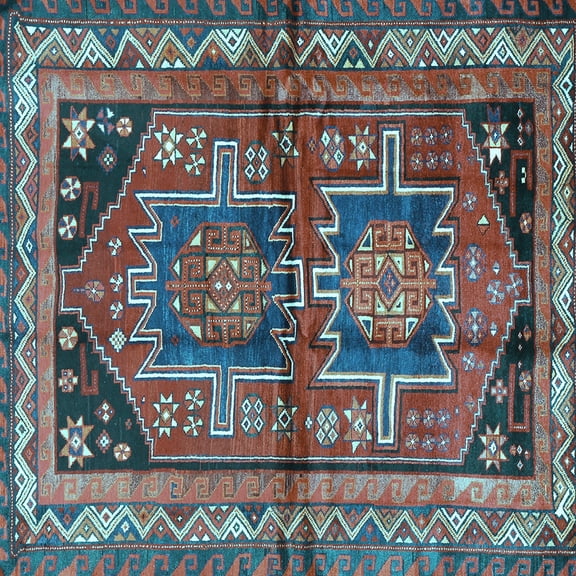 Ahgly Company Indoor Square Persian Light Blue Traditional Area Rugs, 3' Square