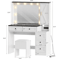 thumbnail image 6 of Makeup Vanity Desk with LED Lighted Mirror,Large Vanity Desk With 5 Drawers And Shelves,Vanity Table Set With  USB Ports & Outlets For Bedroom,, 6 of 6