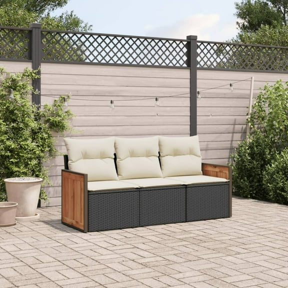 vidaXL Patio Sofa Set Black, Cream White