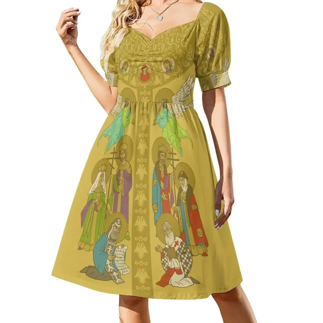 Muscovita Tsar Regalia Vestido de manga corta Vestido de noche de mujer Ropa femenina