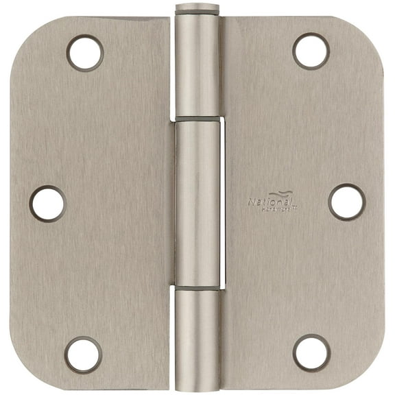 National Hardware Squeak Guard Hinges 5/8 In. Radius Round Corner 3-Pack in Satin Nickel