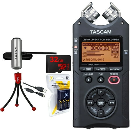 Tascam Portable Digital Recorder (DR-40) w/Bundle + 32GB