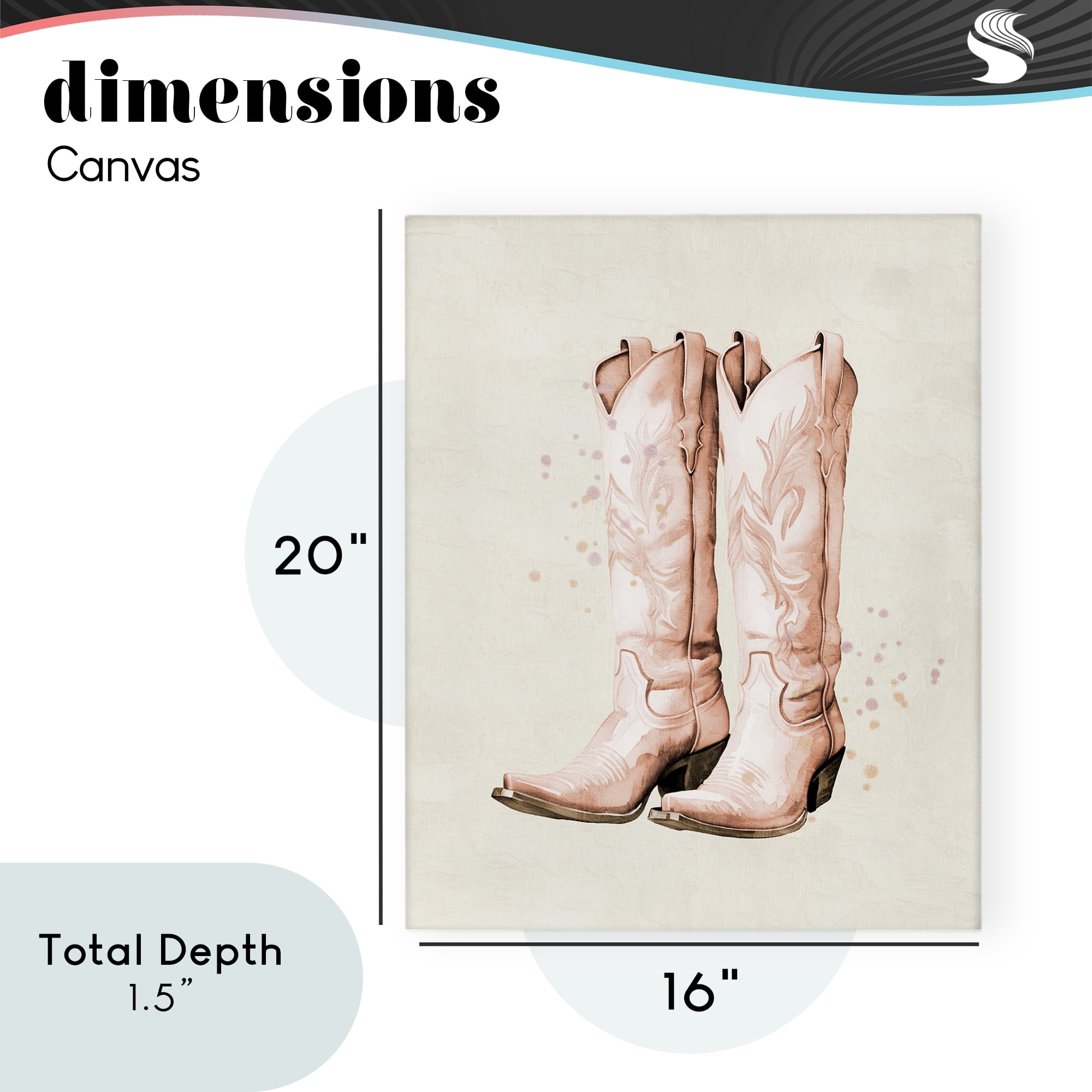 Howdy Cowgirl Pastel Boots Canvas Wall Art, design by Kim Allen