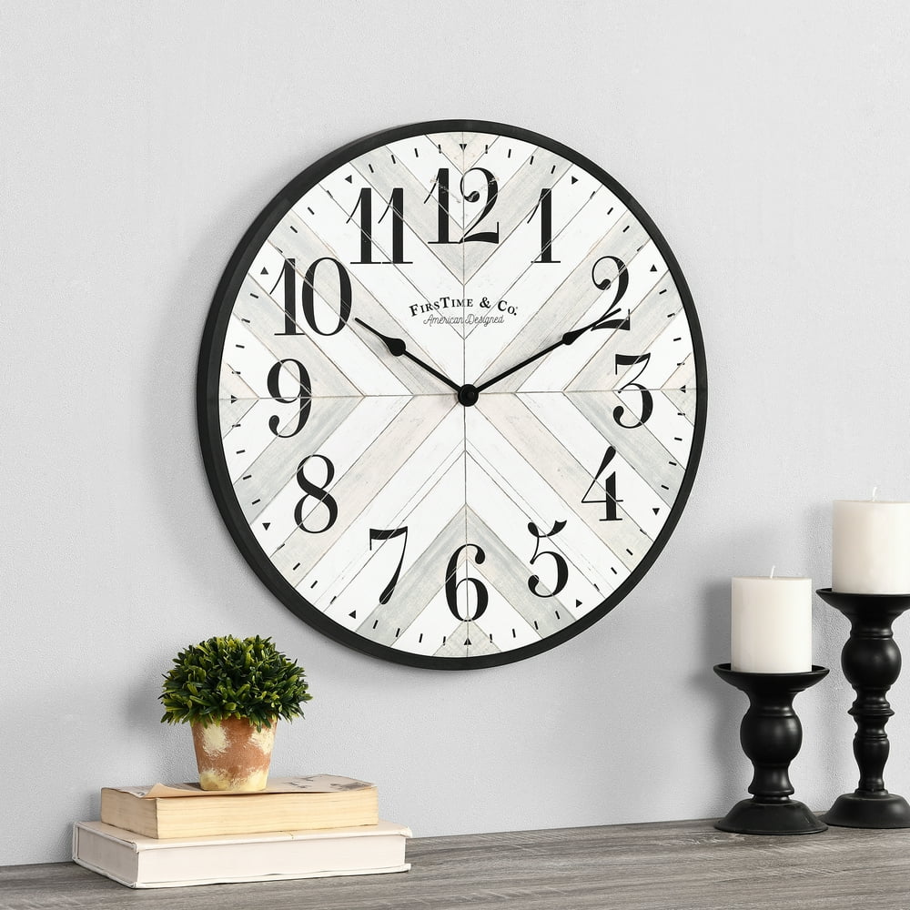 FirsTime Farmhouse Lath Wall Clock, Gray, 20 in, Analog