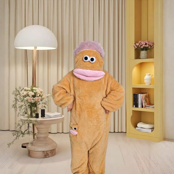 Fuzzy Pajamas Monster Onesie Adult Plush Hooded Onesies Funny Cozy Pajamas for Movie Nights and Family Fun,M