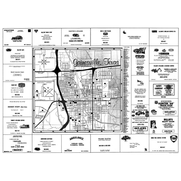 Historic City Map - Gainesville Texas - General Land Office 1967 - 23 x 32.33 - Vintage Wall Art