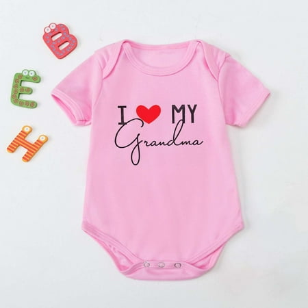 

Summer Savings Clearance 2023! Loopsun Baby Romper Crew Neck Short Sleeve Letter Printing Baby Jumpsuit Pink