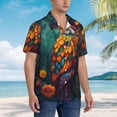 thumbnail image 5 of Balery Colorful Owl Forest Print Men's Hawaiian Shirts Short Sleeve Beach Shirt Relaxed Fit Vacation Button Down Shirts-Medium, 5 of 9