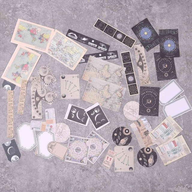 Paquete de Suministros para áLbumes Recortes Vintage (200 Piezas) Planificadores Diarios Arte Basura Diario Pegatinas Papel Bricolaje (A)