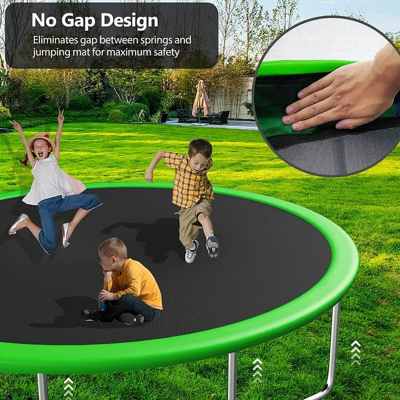 SOGES 12ft Trampolines with Slide and Swing, Basketball Hoop, 4–7 Kids