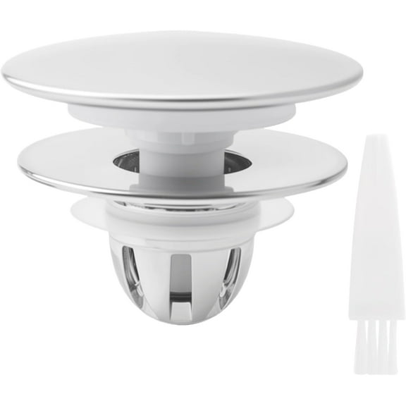Universal Bathroom Sink Stopper for 1.06”-1.50”, Bathroom Pop Up Sink Drain Stopper with Hair Strainer, Universal Bathroom Sink Drain Plug Filter, Magnetic Split Design (Silver)