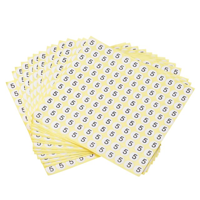Unique Bargains 13mm Dia Coated Paper Round Number Stickers Number 5 White, 15 Sheets