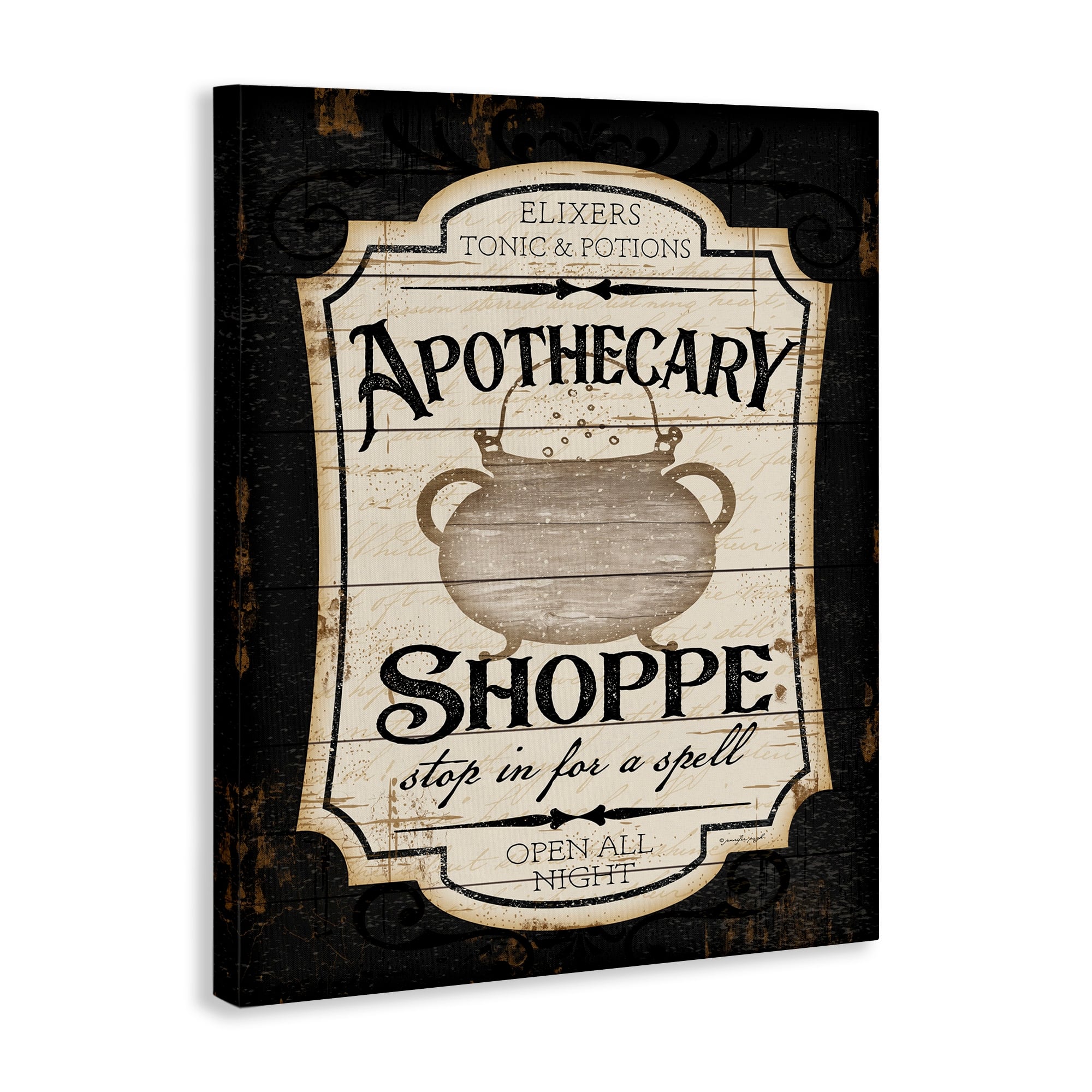 Stupell Industries Apothecary Shoppe Spooky Halloween Sign Witch Potion Cauldron, 36 x 48, Design by Jennifer Pugh