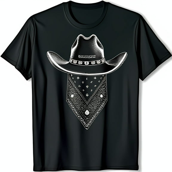 Vintage Black T-Shirt with Bandanna Graphic