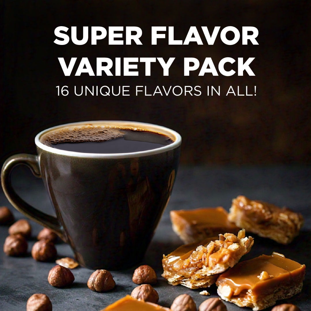Maud's Super Flavored Coffee Pods Variety Pack, 16 Flavors, Compatible w/ K-Cup Brewers, 80ct
