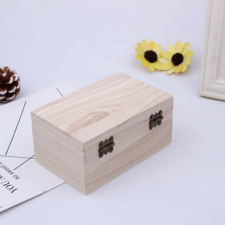 Travelwant Wooden Boxes For Crafts Unfinished, Large Unfinished Wooden Box  Rectangle Keepsake Box Stash Boxes with Hinged Lid for DIY Easter Arts  Hobbies, Jewelry-5.91 x 3.94 x 3.15 