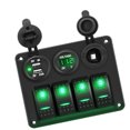 thumbnail image 4 of 4 Gang Rocker Switch Panel, Water Proof Marine Boat Toggle Rocker Switch Box, LED Display Voltmeter + 2 USB Charger + Cigarette Lighter, Switch Panel Box for Automotive, Truck,, 4 of 7