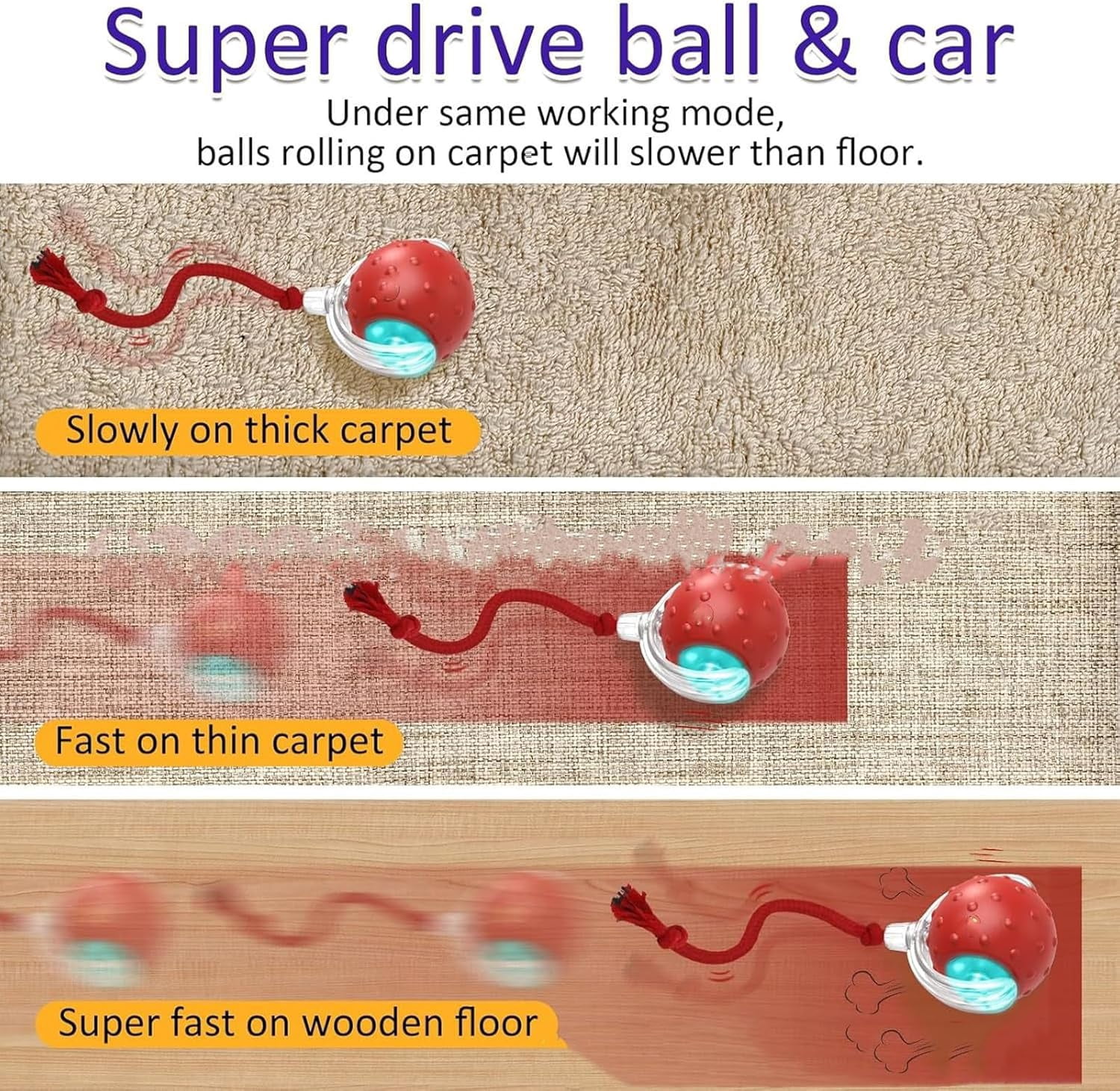 Tiny Fetch Dog Toy - Interactive Dog Toys, 360°Smart Automatic Rolling Electric Dogs Ball Toy with Birdsong, Automatic Obstacle Avoidance, Rechargeable, Boredom Relief for Dogs & Cats (Red*1 PC)