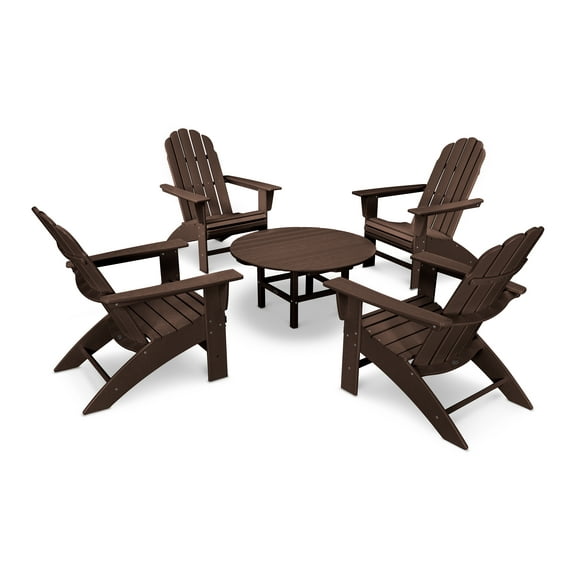POLYWOOD Vineyard 5-Piece Oversized Adirondack Set in Mahogany