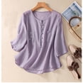 thumbnail image 4 of HAPIMO Women's Loose Cotton Lined Pullover Button Pocket Clearance Short Sleeve for Teen Girls Floral Graphic Summer Tees Trendy Shirts Casual Relaxed Workout Tops Purple XXL, 4 of 9