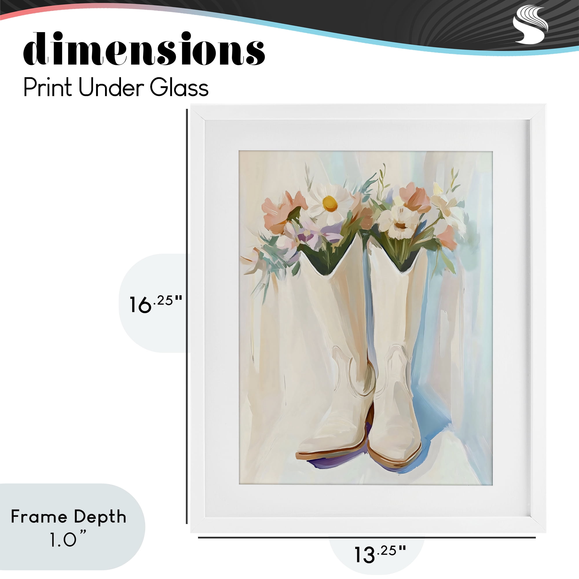 Stupell Industries Floral White Cowgirl Boots White Framed Print Under Glass, design by The Prints Vibe