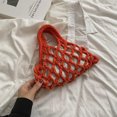 thumbnail image 2 of Bolsa A Cuestas Nuevo Bolso de paja de hilo de algodón Lindo para mujeres / niñas Mini Bolso con asa superior (naranja), 2 of 9