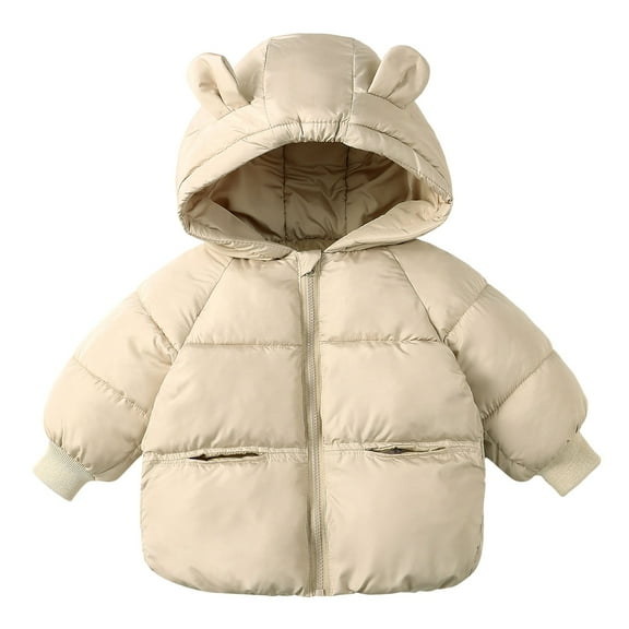 Ruyang Toddler Padded Puffer Jacket Baby Boys Girls Cute Bear Hooded Down Coat Winter Warm Puffy Zip Up Quilted Outwear