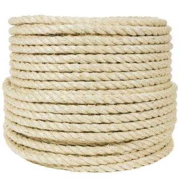 Golberg Twisted Sisal Rope Available in 1/4, 5/16, 3/8, 1/2, 3/4, and 1-inch Diameters in Various Lengths