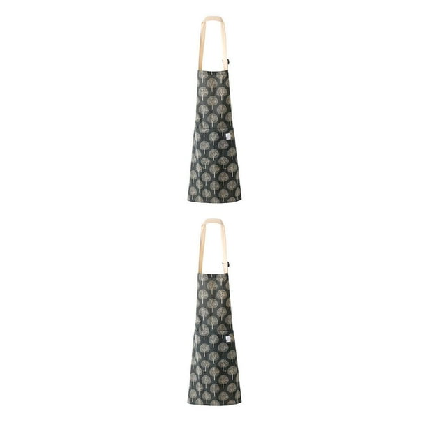 Injueey Delantal ajustable de gran capacidad de bolsillo para cocinar, accesorios, delantales de limpieza portátiles, regalos para mujeres, hombres, Negro 2piezas