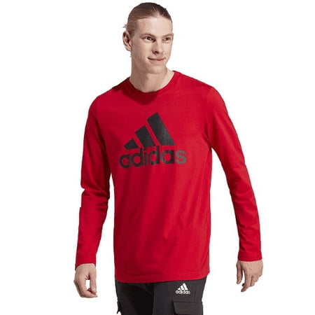 Adidas Men's Big & Tall Red Essentials Long Sleeve Tee, 2XLT